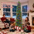 thumbnail image 6 of 7.5ft Pre-Lit Pencil Christmas Tree, 663 Tip Artificial Xmas Tree with 200 Dual-Color LEDs, 10 Lighting Modes, Metal Stand, Green, 6 of 9