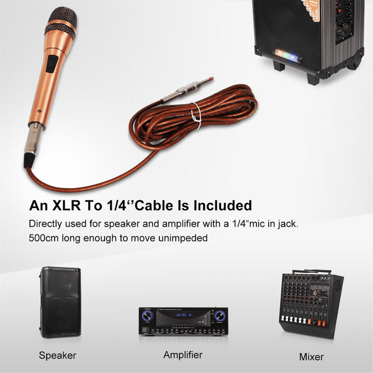 Universal Wired Handheld Dynamic Microphone Noise Isolation Mic for Outdoor Karaoke Meeting Singing