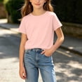 thumbnail image 2 of FRSASU Girls T Shirts 100% Cotton Short Sleeve Tops Kids Summer Casual Crewneck Basic Tees 3-15 Years Pink, 2 of 5