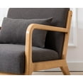 thumbnail image 2 of Dayalane Modern Accent Chair, Oak Wooden Armchair Linen Upholstered Sofa Chair with Back, Mid Century Reading Chair for Living Room Bedroom Reception Room, Grey, 2 of 9