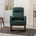thumbnail image 4 of SYNGAR Fabric Upholstered Rocking Chair with Solid Wood Base and Side Pocket, Mid Century Modern Nursery Rocking Armchair Tall Back for Home Office Living Room Bedroom Balcony, Green, 4 of 13