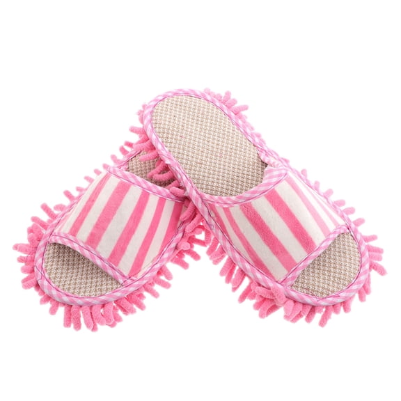 LOLIPPYY 1Pair Convenient Mop Slippers Pink Reusable Foot Dust Cleaners for Home Living Room Flooring