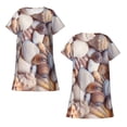 thumbnail image 5 of Salouo Sea Shells Print Short Sleeve Sleepshirt for Womens Comfy Nightgown Scoopneck Cute Nightdress Ruffle -Large, 5 of 7