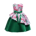 thumbnail image 6 of Odeerbi Tutu Formal Dress For Toddler Girls Birthday Dresses Net Yarn Flowers Print Dress Bow Ruffles Party Gown Long Dresses Green, 6 of 7