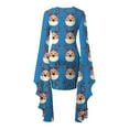 thumbnail image 4 of qelini Womens Christmas Dresses Bell Sleeve Reindeer Print Crewneck Irregular Dress Holiday Party Dresses, 4 of 5