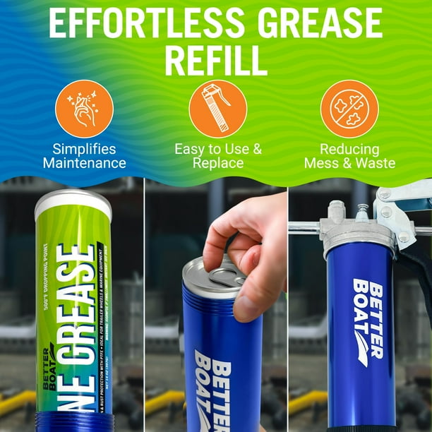 Better Boat Marine Grease, Waterproof High Temp Wheel Bearing Lubricant, 14  oz, 2-Pack