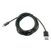 Black Durable Braided 6ft Long Type-C Cable Compatible With Acer Liquid Jade Primo - Alcatel PulseMix, Idol 5S 4S, 7 - ASUS ZenFone 5z, ROG Phone - Blackberry Motion, KEYone, Key2 LE B1W