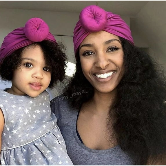 Boho Mom and Baby Headbands Pre-tied Knot Bonnet Caps Parent-child Headband Set Turban Hat Mommy and Me Headwraps Infants Headscarfs Toddler Hair Bands for Women and Kids