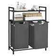 thumbnail image 3 of VASAGLE Laundry Hamper, Laundry Basket with 2 Pull-Out and Removable Bags, 2 Shelves, 12 Gallons (46 L) Capacity per Bag, Black and Gray, 3 of 7