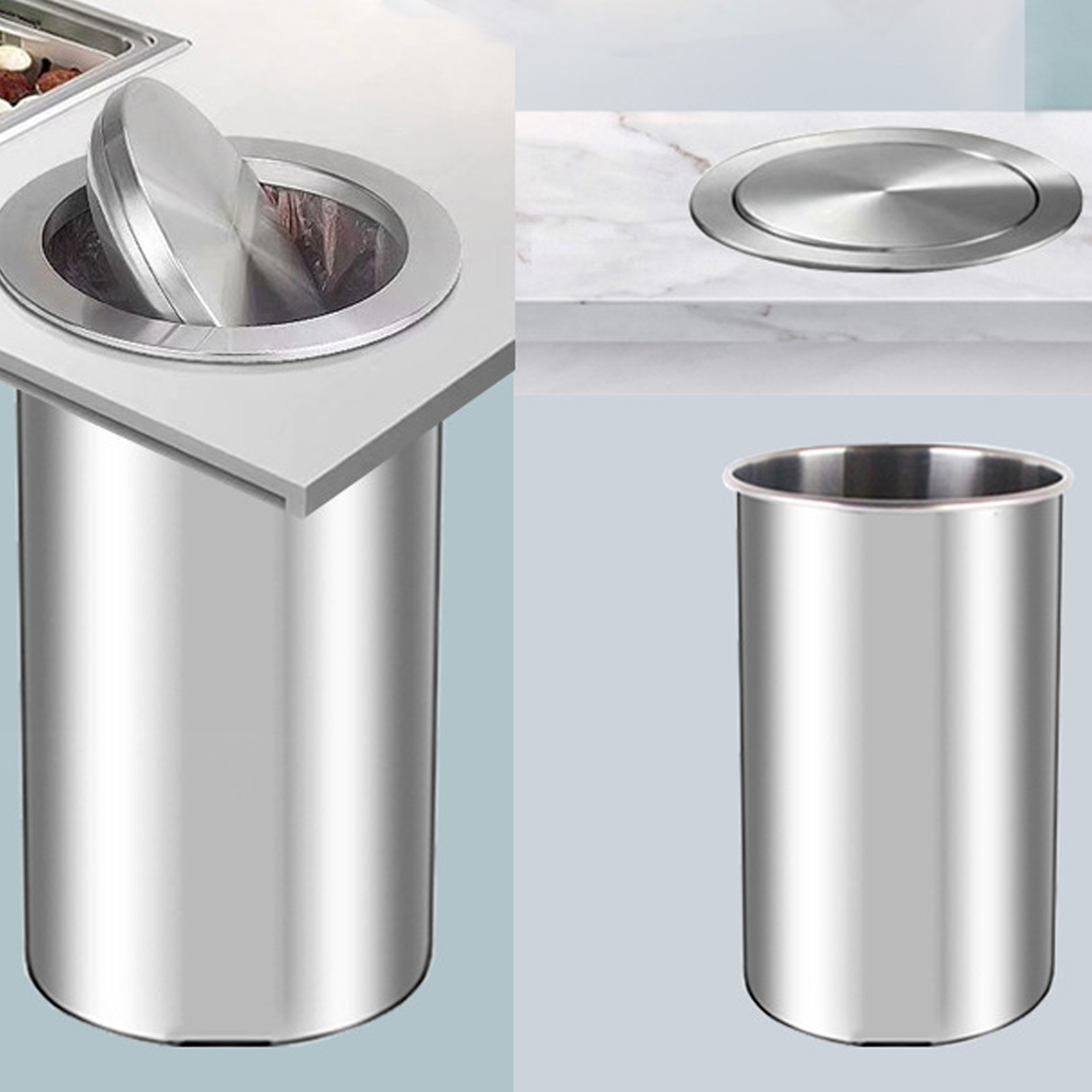 MATHOWAL Stainless Steel Flap Flush Recessed Built in Balance Swing