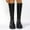 #138-Black, variant on Women's Winter Knee-High Boots Fashion Casual - Solid Color Round Toe Front Zipper Chunky Low Heel Knee-Length Boots
