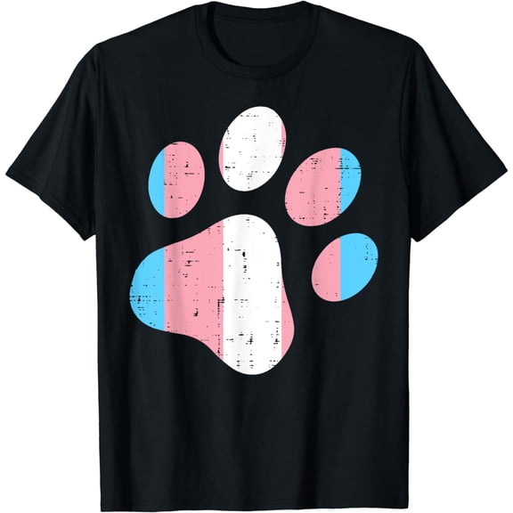 Transgender Paw Print Trans Pride Flag Transsexual Dog Cat T-Shirt