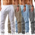 thumbnail image 3 of Pantalones Casuales De Lino De Algodón Para Hombres Playa, 3 of 5