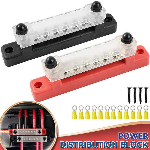 Distribution Bus Bar Auto Boat Marine Power 6 Way Terminal Block Bus Bar 2x