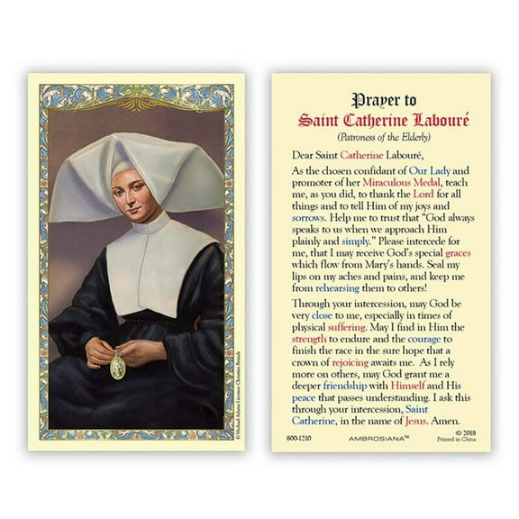 Saint Catherine Laboure Laminated Holy Card - 25/pk