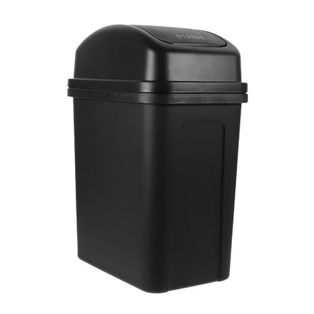 WEAVILUX Swing Lid Trash Can Black 1Set 15.4x11.4x7.5in