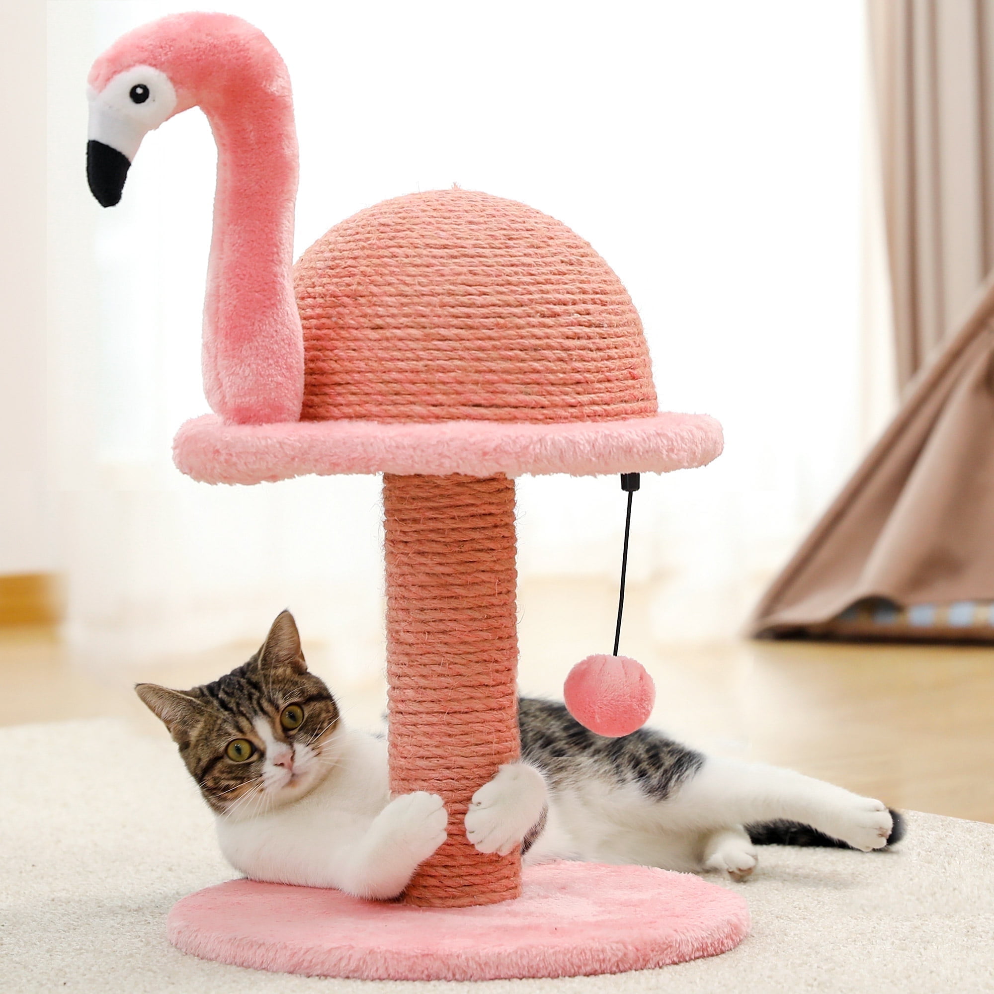 MANGOKKA Cat Scratching Post - Mushroom Shape, Sisal Rope, 11x11x13.4 Inches, No Assembly, Cute Cat Scratcher For Indoor Cats