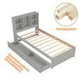 thumbnail image 6 of Bellemave Twin Size Platform Bed with Drawers And Bookcases Headboard Twin Storage Bed with Adjustable Shelves and USB Charging Port Wooden Bed Frame for Teens, Gray, 6 of 10