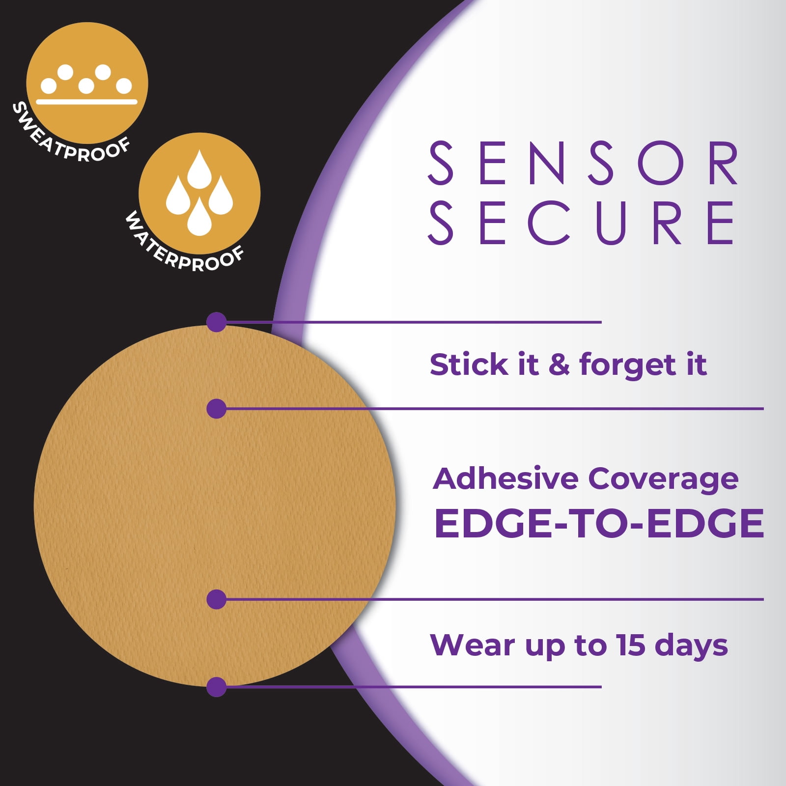 CoverGuard CGM Overpatch | Guardian 4 | Tan Full Coverage Design| 25-Count | Waterproof Adhesive | Anti-Fray | Easy Application & Removal | Sensor Protection