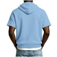 thumbnail image 5 of Hurxie Men's Short Sleeve Hoodie Workout Gym Athletic Cotton Lightweight Hooded T Shirts Sweatshirt Light Blue,XL, 5 of 7