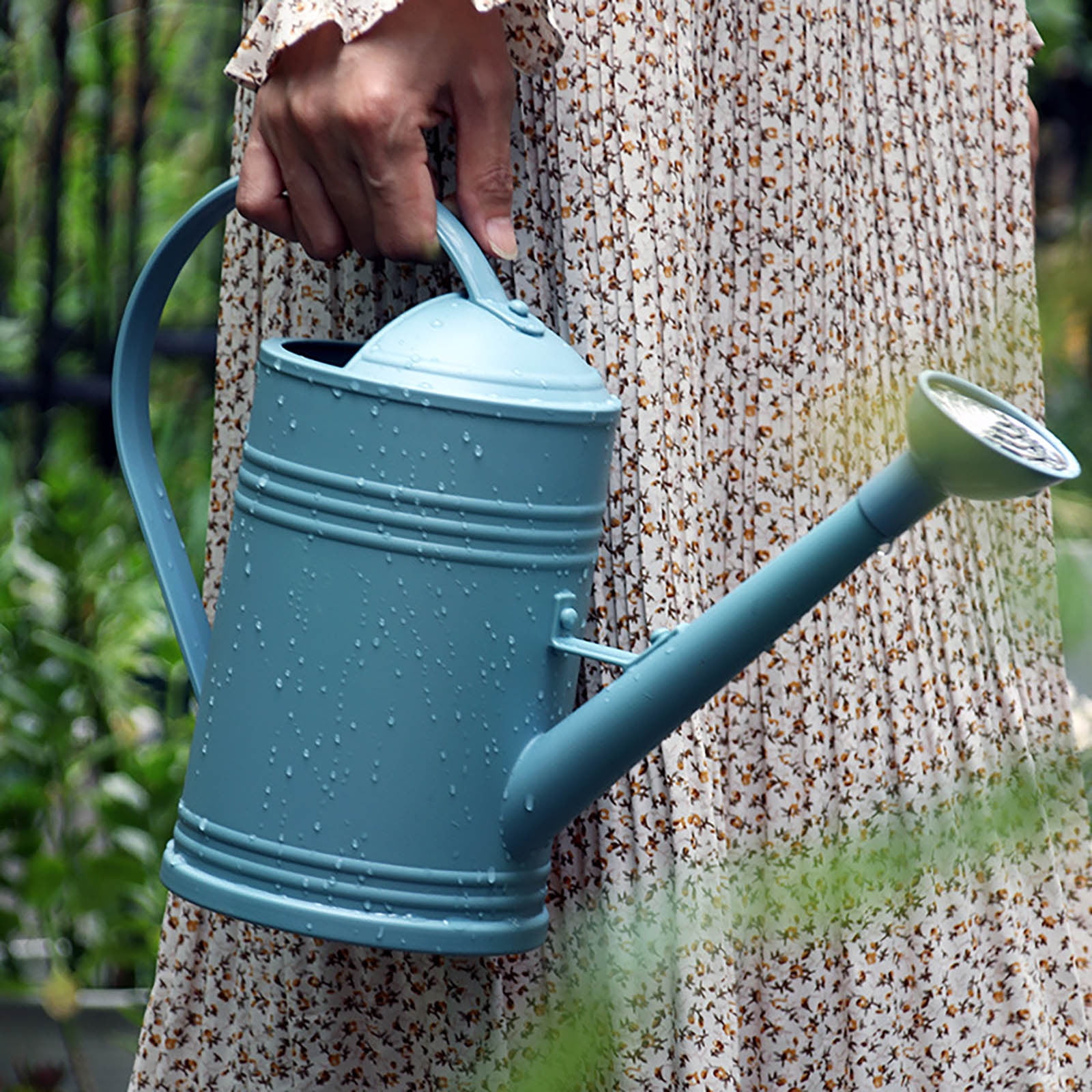 Watering Can for Indoor Outdoor Plants,1/2 Gallon Modern Small Watering Cans with Removable Nozzle,Long Spout Watering Can for Indoor Bonsai Garden Flowers-1.8 L/60 OZ (Blue)