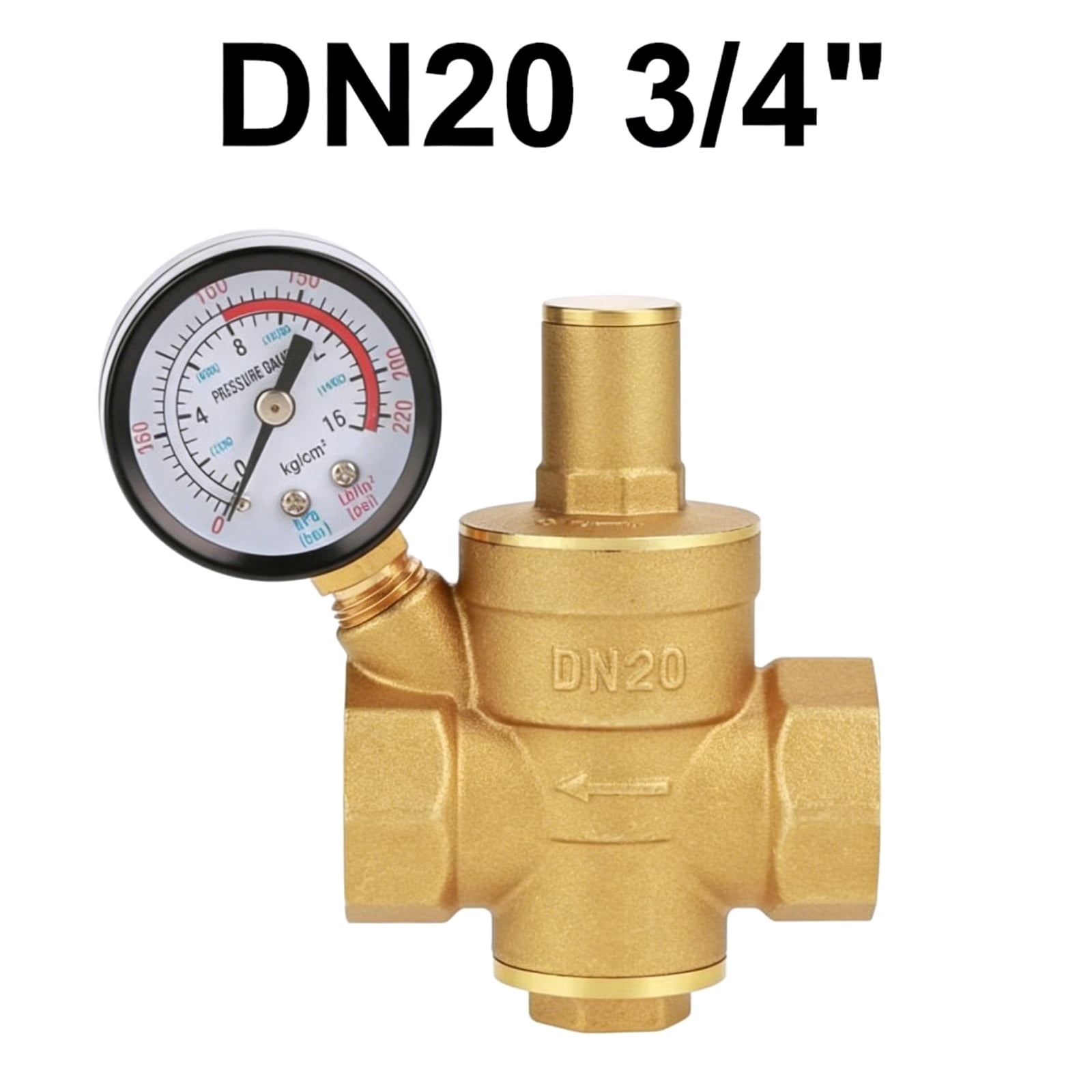 GUYUTING Brass Pressure Regulating Valve 3/4 Inch Connector PN1.6 Rating For Residential Water Heater Purifier Faucet Installation