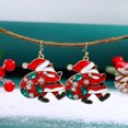 thumbnail image 5 of Christmas Santa Claus Dangle Hook Earrings for Women CZ Xmas Holiday Festival Party Huggie Hoops Drop Earring, 5 of 6