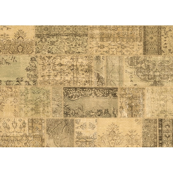 Ahgly Company Indoor Rectangle Patchwork Brown Transitional Area Rugs, 7' x 10'