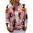 thumbnail image 2 of Women's Halloween Themed Knit Cardigan Sweater Ghost Floral Crew Neck Button Down Casual Outerwear Jacket for Fall Winter, 2 of 5