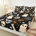 thumbnail image 3 of Feelyou Kawaii Ghost Pumpkin Twin Sheet Sets, Happy Halloween Twin Fitted Sheet, Skeleton Spider Web Flat Sheet, Luxury Bedroom Decor,3 Pieces, 3 of 7