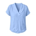 thumbnail image 7 of Ruimatai Women's Shawl Collar V-Neck Rolled Cuff Short Sleeve Loose Fit Casual Tops for Women Summer Everyday & Office Wear, 7 of 7