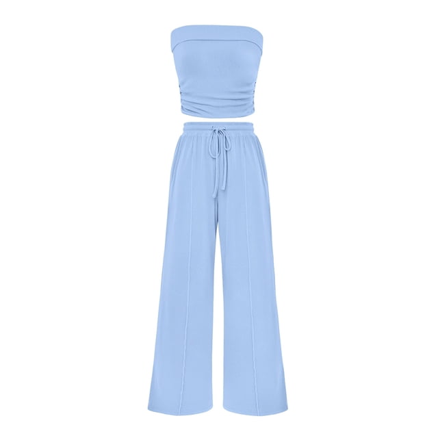 Conjunto de Dos Piezas para Mujer PRETTYGARDEN Top Corto y Pantalones Acanalados XXL