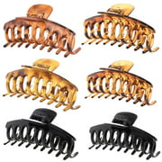 Claw Clips Large Hair Claw Clip for Women Tortoise Hair Clips Catch Barrette Leopard Print Jumbo Hair Jaw Clip Nonslip Strong Hold Hair Clips for Thick Hair (6Pcs)