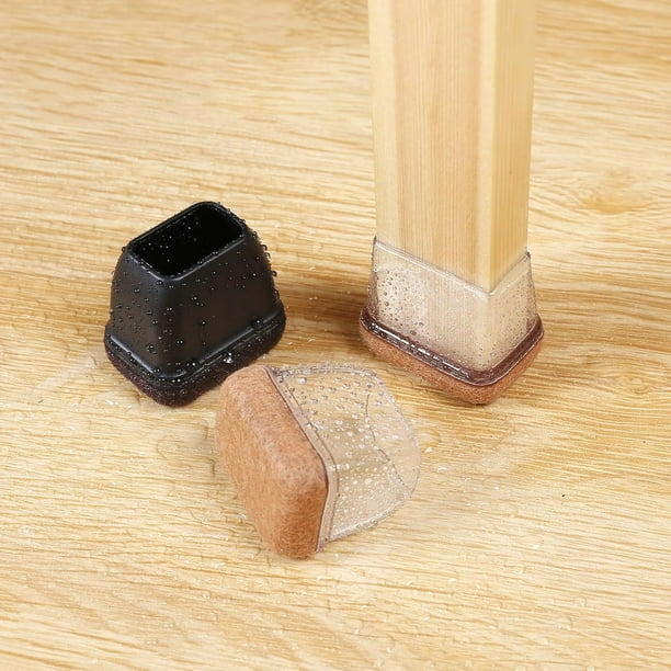 Small Rectangle Silicone Chair Leg Caps with Felt Pads 24PCS Rectangular Clear Chair Leg Floor Protectors for Hardwood Floors Chair Leg Covers to Protect Floors Fit Length 0.9 1.3 Width 0.6 0.9 Walm...