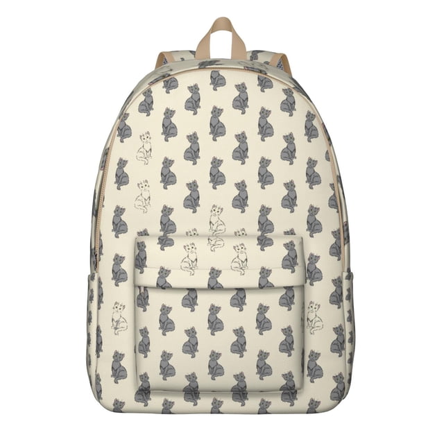 Adorable Cat-Themed Print Backpack – Cute Cartoon Cat Bookbag for School, Daily Commute, and Travel