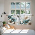 thumbnail image 3 of Teal Tulip Butterfly Tier Curtains 24 Inch Length, Beige Turquoise Floral Blue Coastal Cafe Short Curtains for Bathroom Over Sink, Small Kitchen Curtain Light Filtering Drapes 2 Panels 27.5"Wx24"L, 3 of 8