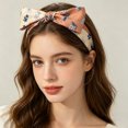 thumbnail image 2 of UJNDER Summer French Floral Print Silk-like Headband for Hair Wrap Scarf Bow Tie Soft Boho Style Head Tie Accessory Headbands for Women,01_Orange,One Size, 2 of 5
