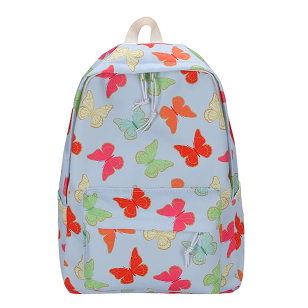 Mochila Estampado Mariposas Mujer Gran Capacidad Mochilas Escolares para Niñas Azul