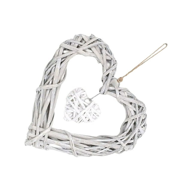 Heart Shaped Wicker Wall Hanging Ornament Party Handmade DIY Housewarming Crafts Rattan Display Mold Decoration for Household Dormitory