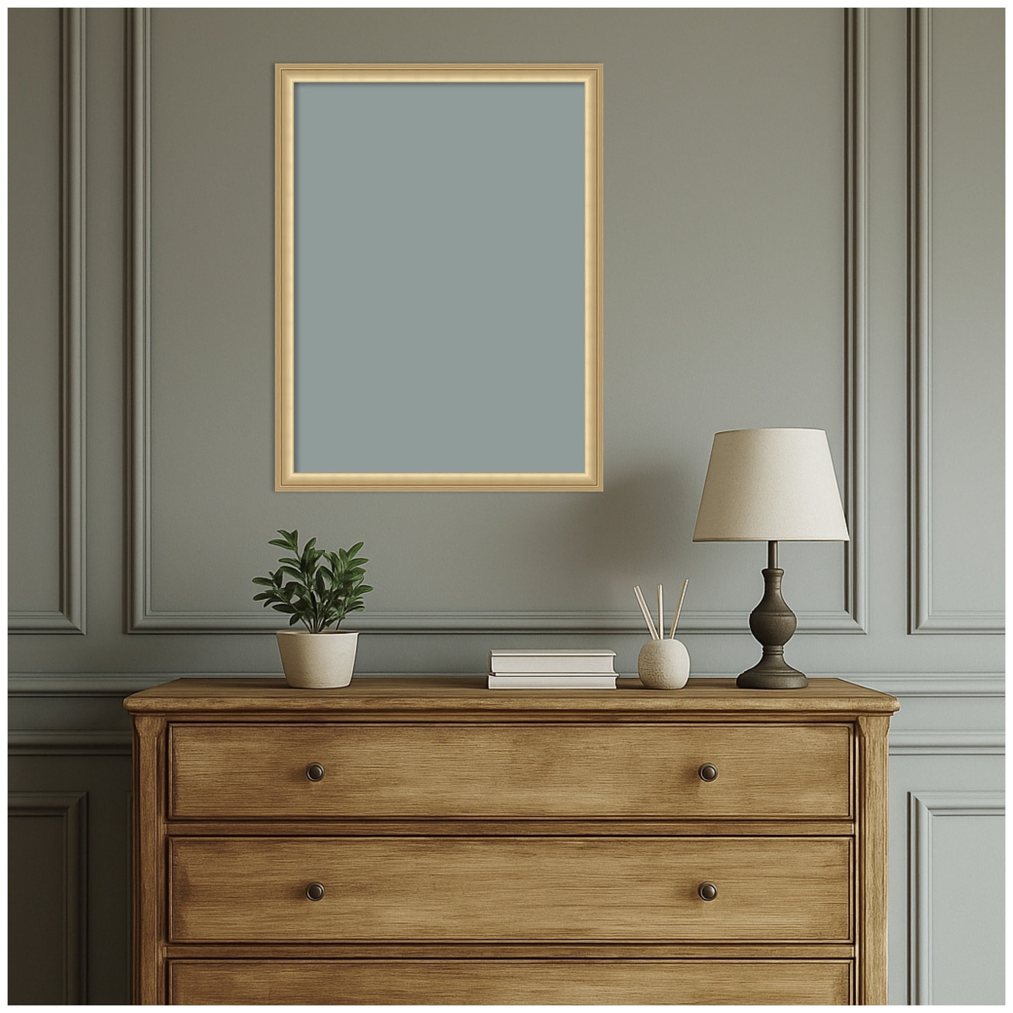 Kate and Laurel Framed Fabric Pinboard 20 x 26,  Printed Linen Classic Bulletin Board for Use as a Vision Board or Wall Organization, Florence Gold Frame