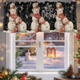 thumbnail image 2 of Kitchen Valances for Window, Christmas Snowman Snowflakes Seamless Light Filtering Rod Pocket Valance Curtain, Winter Snow on Black Short Curtains Window Topper for Bedroom 54x18in, 2 of 7