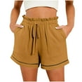 thumbnail image 2 of Women's Shorts Dressy Casual Pleated Straight Leg Shorts Summer Elastic Waist Mid Rise Shorts with Pockets, 2 of 8
