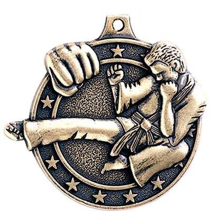 Karate Medals, 2" Gold Diecast Karate Medal Award 5 Pack
