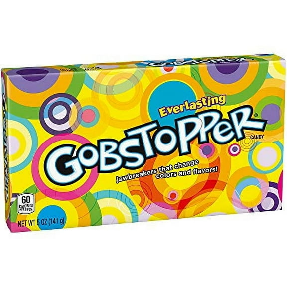 Everlasting Gobstopper Candy Jawbreakers Hard Candies Assorted Fruit Flavors Multicolor Candy Mix Movie Theater Box Candy Snack 1 – 5 oz Box