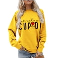 thumbnail image 5 of Penkiiy Women's Round Neck Valentine's Day Love Gnome Printed Loose Fitting Sweater Long Sleeve Hoodless Sweatshirts M Yellow, 5 of 5