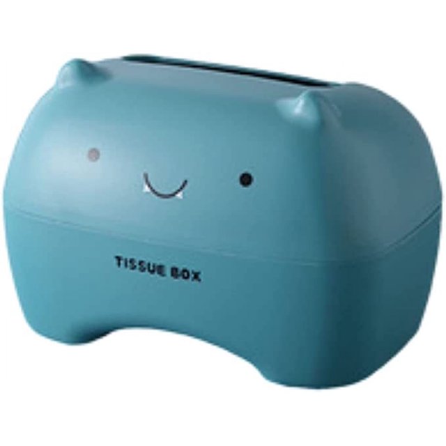Cute Cartoon Paper Towel Box Multifunctional Toilet Tissue Box Plastic Thick Bathroom Creative Hand Towel Storage Box (Blue)
