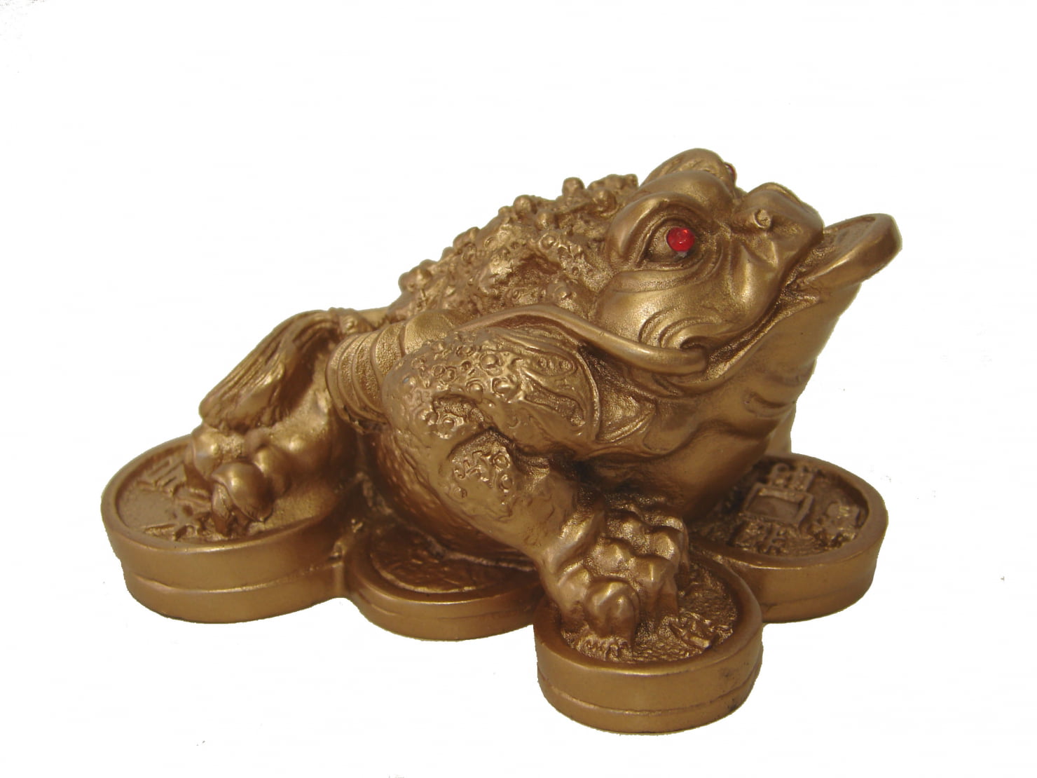 Feng Shui Golden Lucky Frog Statue 3-legged Money Toad Figurine On Wealth Ingots 