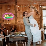 Yoobao Welcome Neon Sign for Wall Decor 17x9, 5 Modes & 3 Strobes Dimmable LED Neon Light for Hotel Room Shop Business Wedding Bar Birthday Party Art