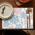 thumbnail image 5 of Blue and Pink Christmas Snowflake Pattern Summer Placemats Table Placemats Set Of 4-Linen Kitchen Washable Placemats Table Mats 11.8"x17.7" Non-Slip Heat Resistant, 5 of 6