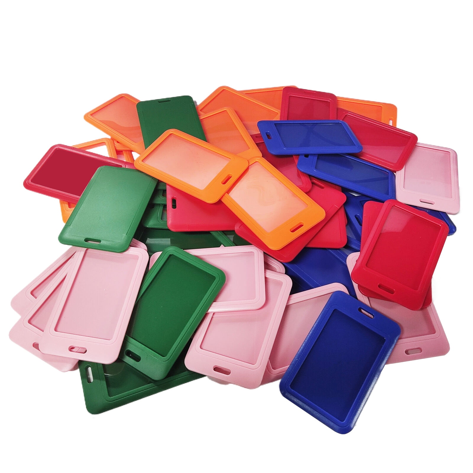 Gegong 50 Pieces Sliding ID Badge Holder, Card Protector, Hard Plastic ID Card Case with Hole (Red, Blue, Pink, Green, Orange)